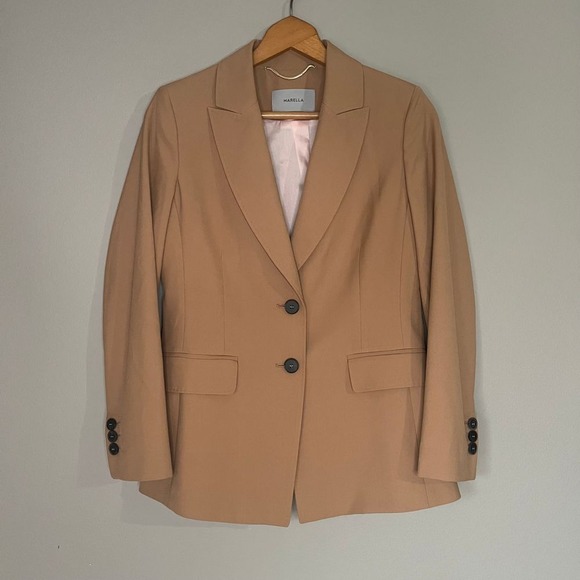 Marella Blazer Jacket Size 6 Tan Workwear Business Professional‎ Minimalist - Picture 1 of 4